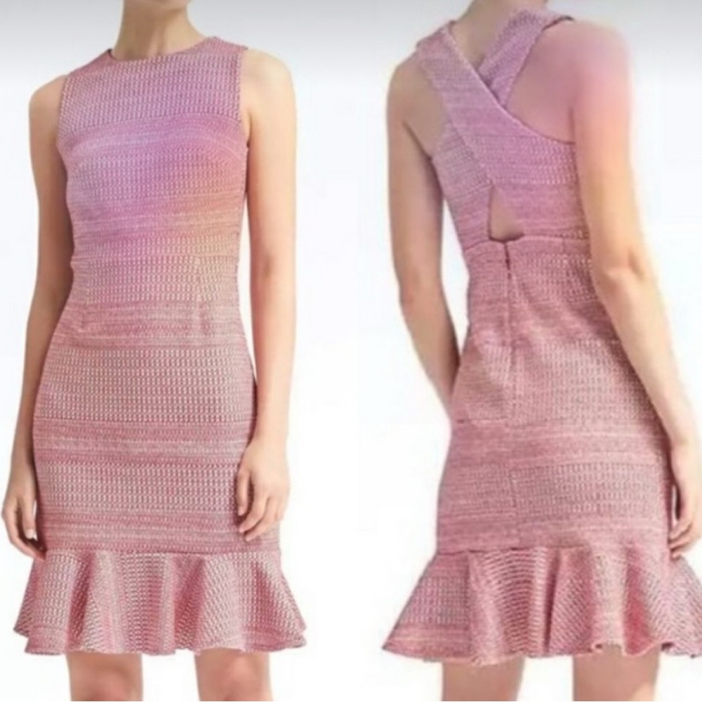 Banana Republic Jacquard Criss Cross Back Midi Dress bodycon peplum red